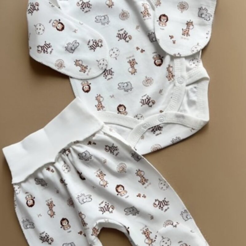 סט בגד גוף+מכנסיים "Animals"