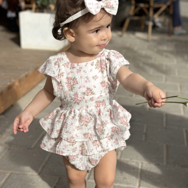 שמלת-בודי + פפיון (פרחוני)