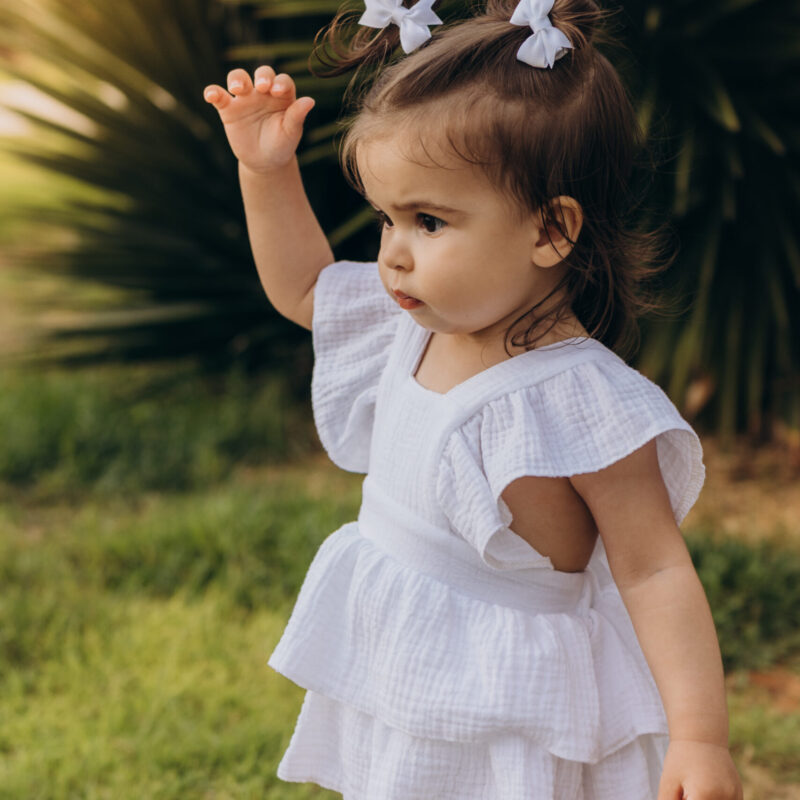 שמלת-בודי + פפיון (לבן)