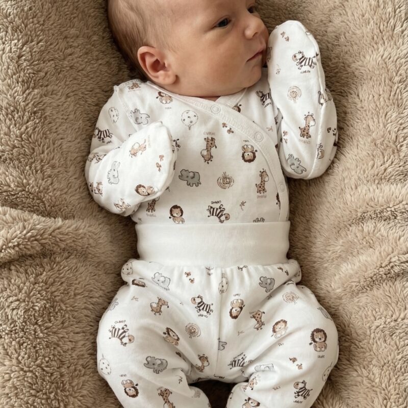 סט בגד גוף+מכנסיים "Animals"